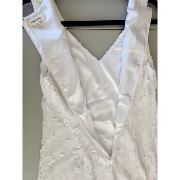 NWOT L'agence v-neck Sequin Mini Dress Size 2 White - Picture 9 of 10
